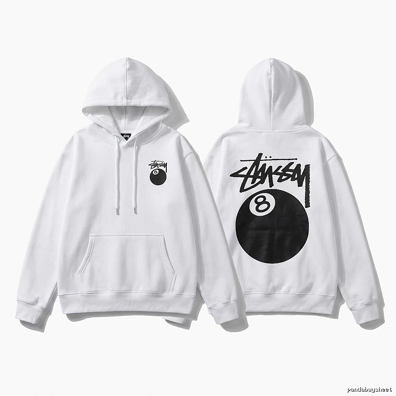 Stussy Eight Ball Series White Streetwear Hoodie