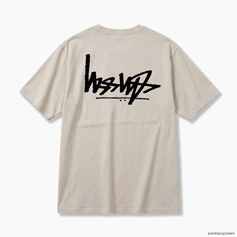 Stussy graffiti-style light gray T-shirt