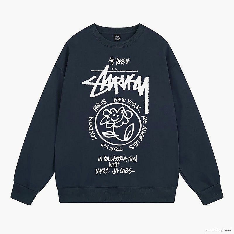 Stussy Navy Style 539 Graphic SweatShirt Poolside Style
