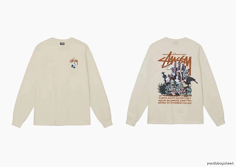 Stussy Print Retro Style Long-Sleeve (Off-White)