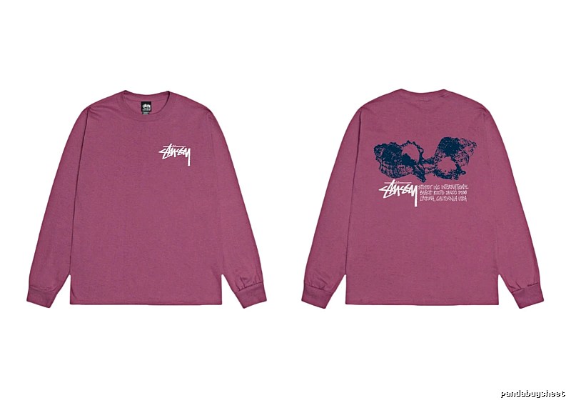 Stussy printed retro style rose red long sleeves