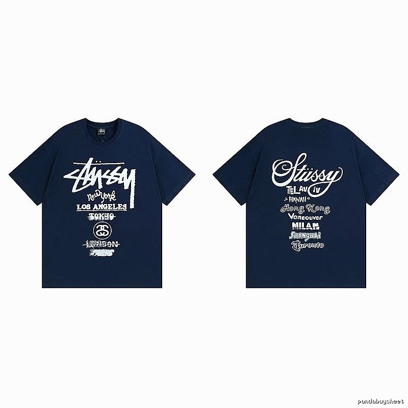 Stussy Simple Logo Finish Spider Graphic T-Shirt Minimal Look
