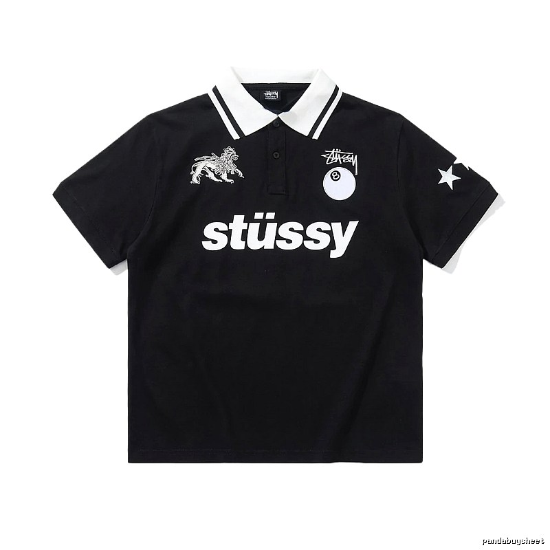 Stussy Trendy Style Black Polo Shirt