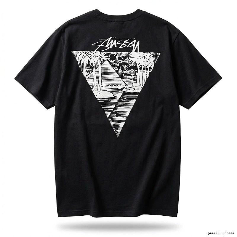 Stussy triangle print style black T-shirt