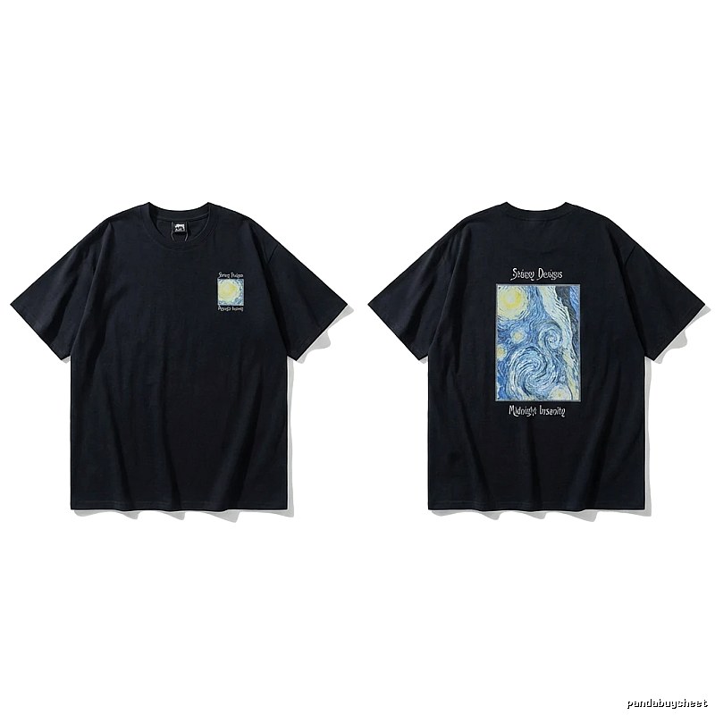 Stussy Van Gogh series dark style T-shirt