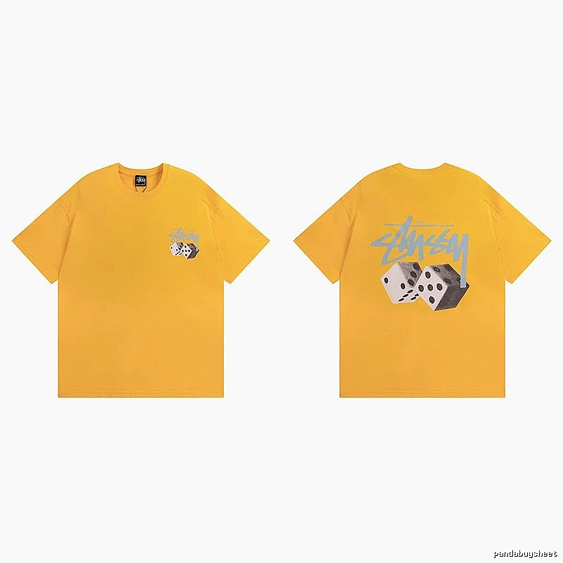 Stussy Yellow Spider Graphic T-Shirt Summer Styling Logo