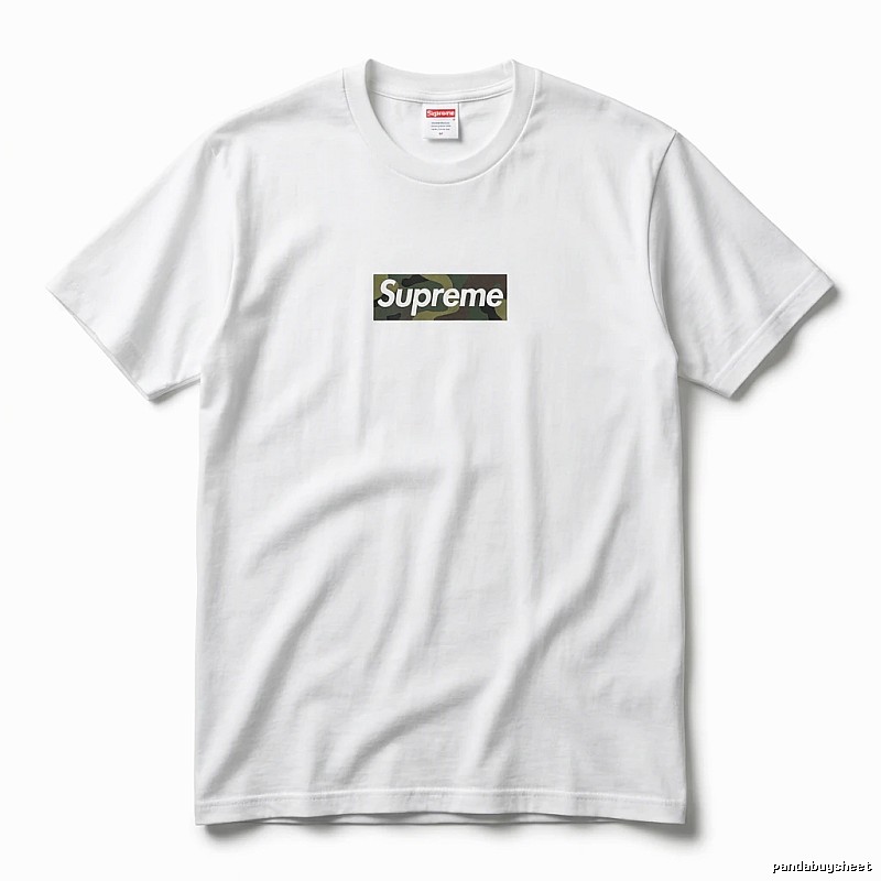 Supreme camouflage-style white T-shirt