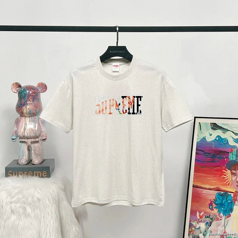 Supreme Color-block Print Street Style Off-white T-shirt
