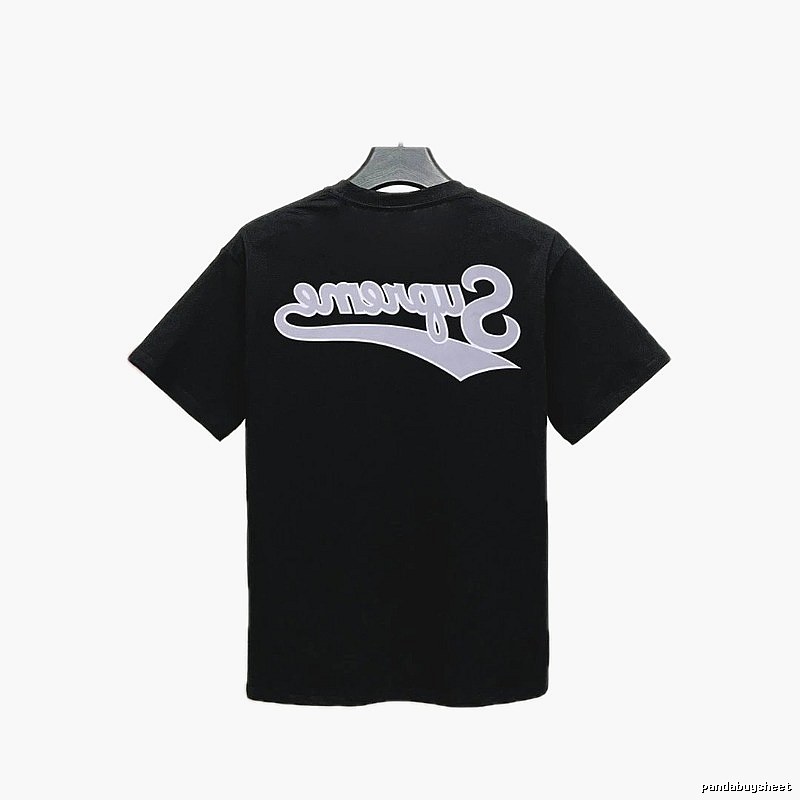 Supreme Inverted Logo Street Style Black Short-sleeve T-shirt