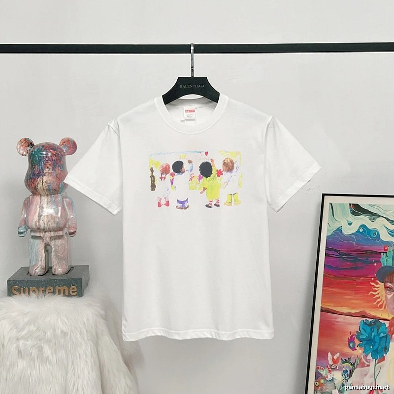 Supreme Kids Print Street Style White T-Shirt