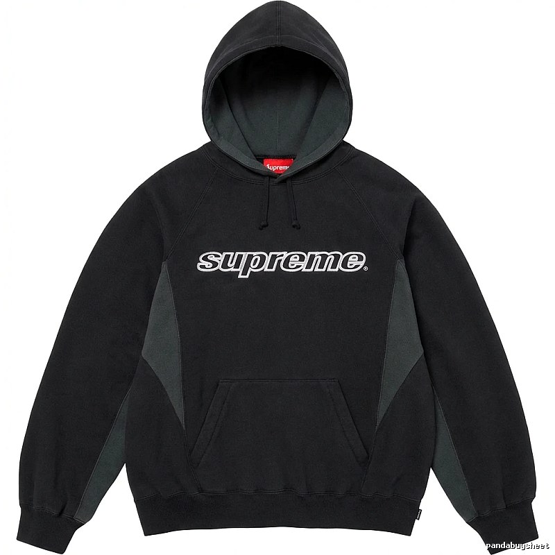 Supreme patchwork-style black hoodie