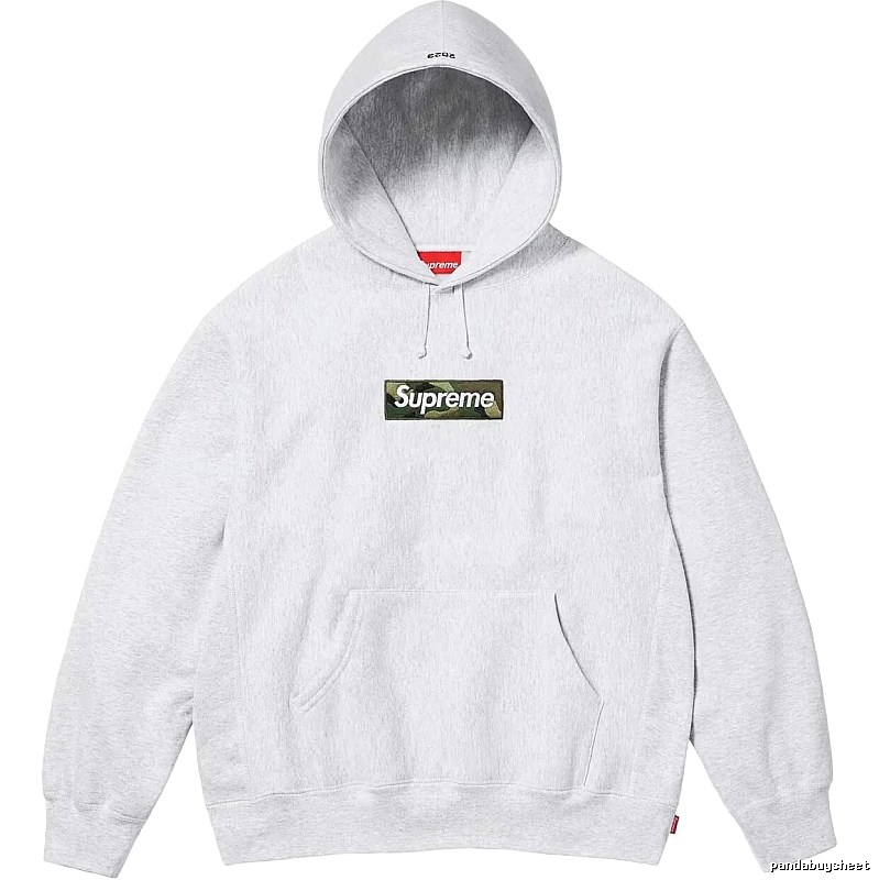 Supreme Patterned Logo hoodie Gray Red Oversized with Polished Detail
