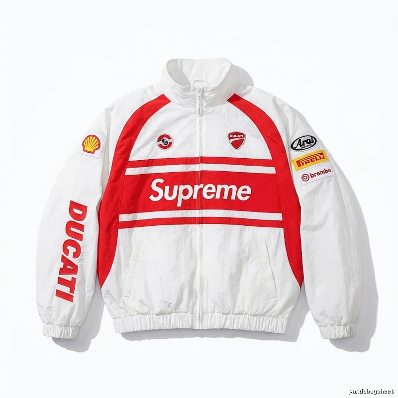 Supreme Red and White Racing Style Jacket