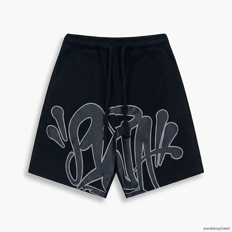SynaWorld Graffiti-style Black Shorts