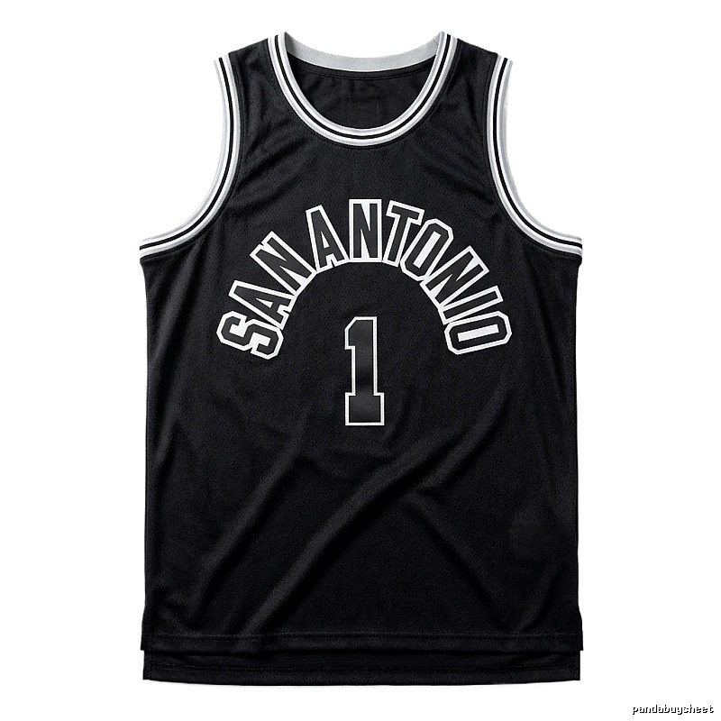 The black jersey of the San Antonio Spurs' Wembanyama style.