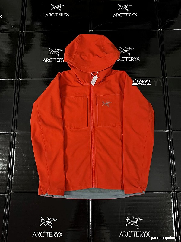 The imperial red of the Arc'teryx Alpha SV jacket