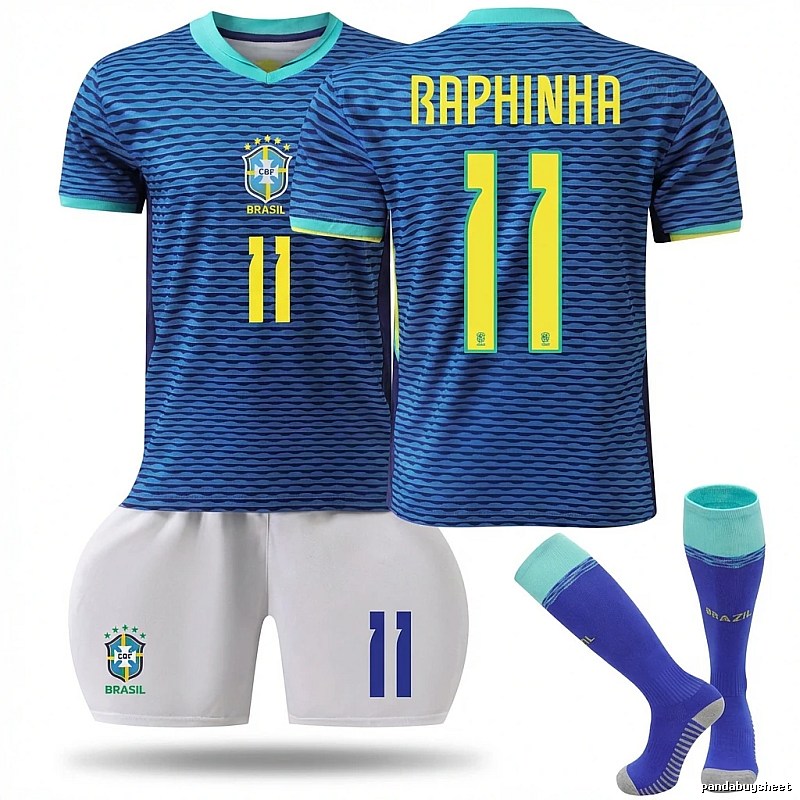 The No. 11 blue - striped jersey of the Brazilian team.
