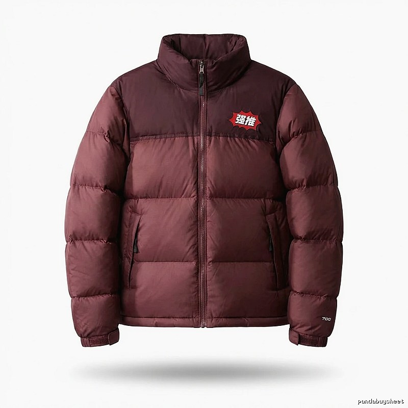 The North Face burgundy - patchwork down jacket.