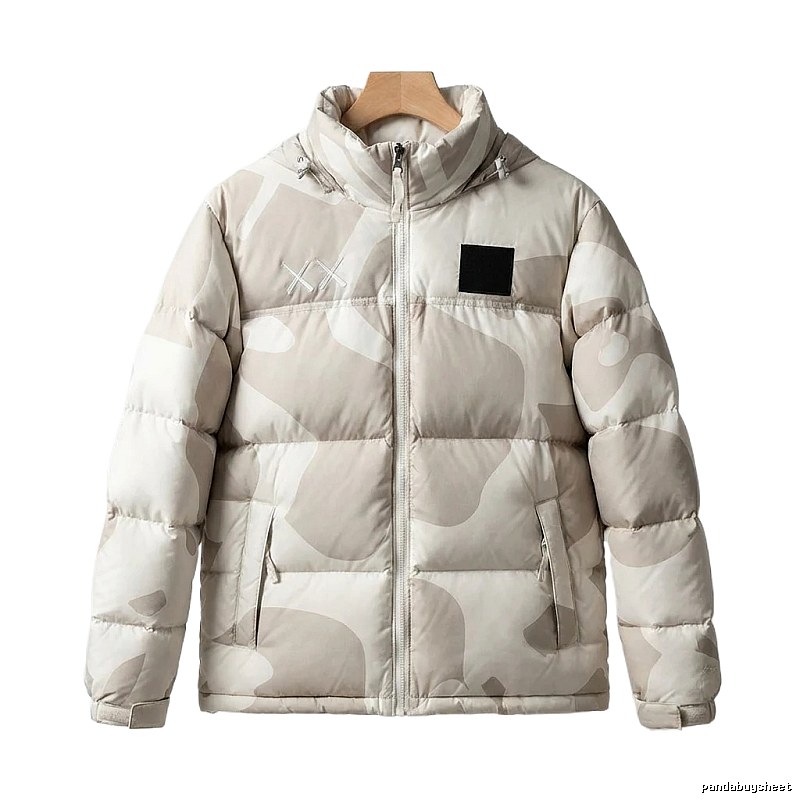 The North Face camouflage-style white down jacket