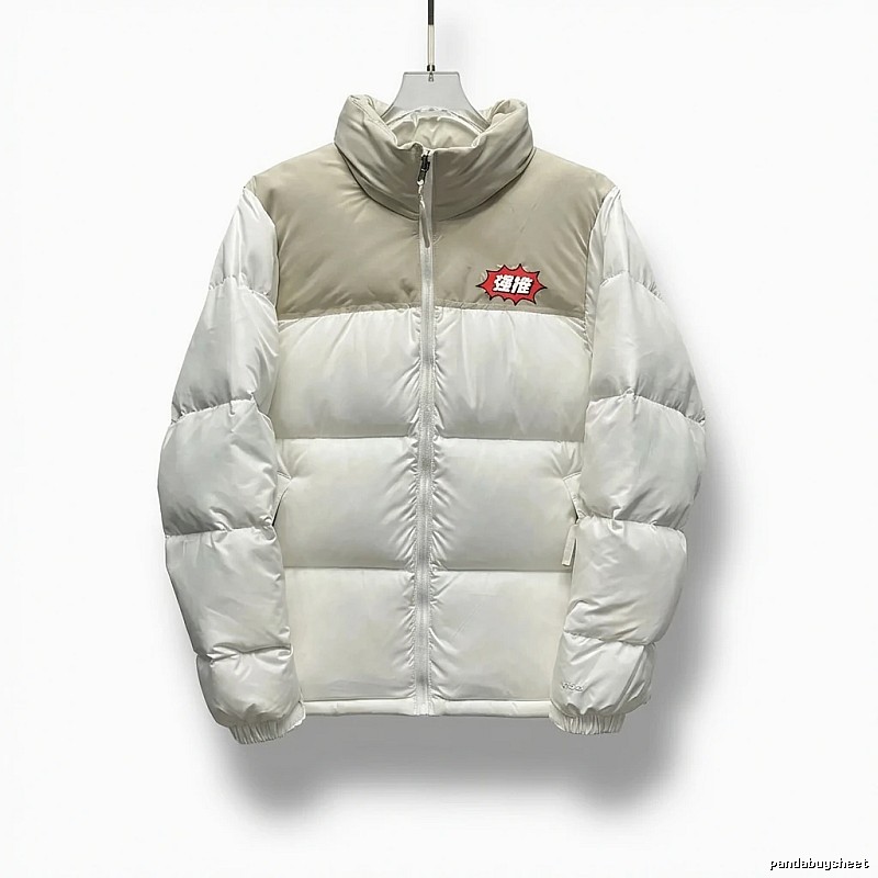 The North Face Cream White Patchwork Down Jacket
