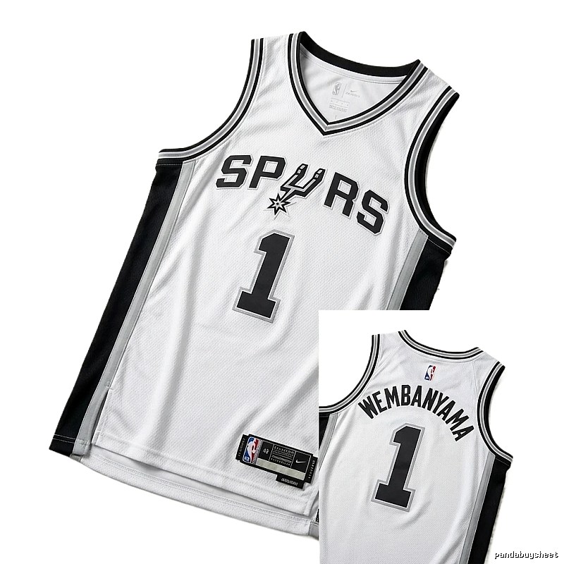 The white and black basketball uniform of Spurs' Wembanyama