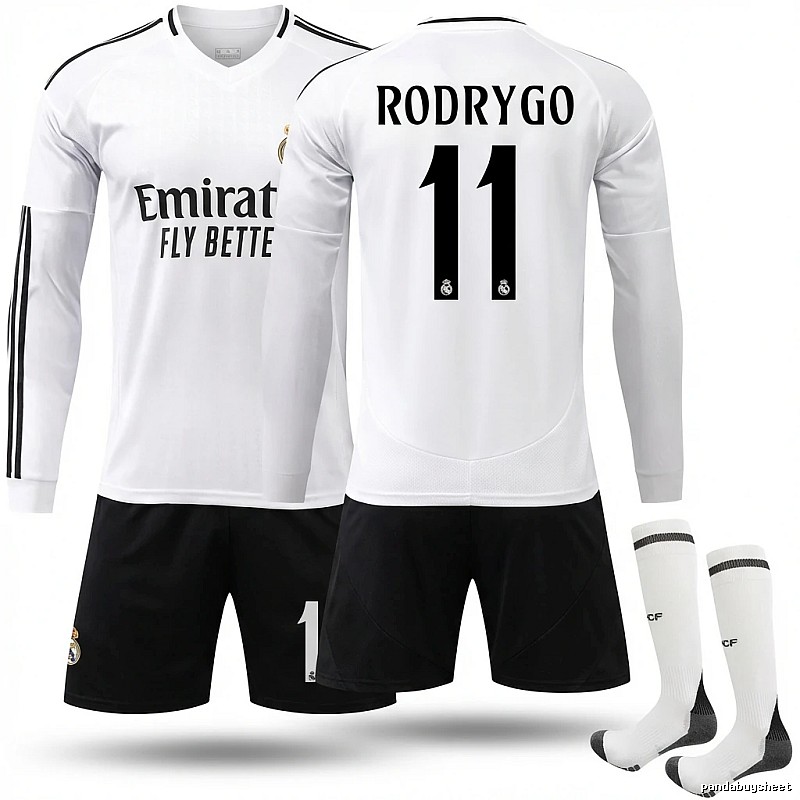 The white jersey of Rodrygo from Real Madrid.