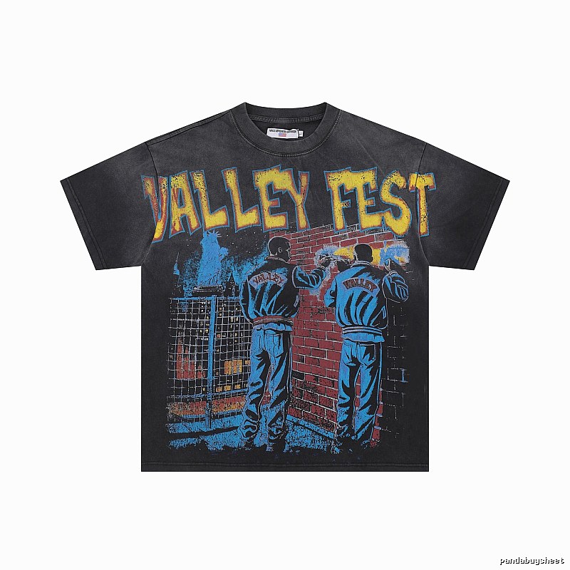 ValleyFest Graffiti Vintage Distressed Black T-Shirt