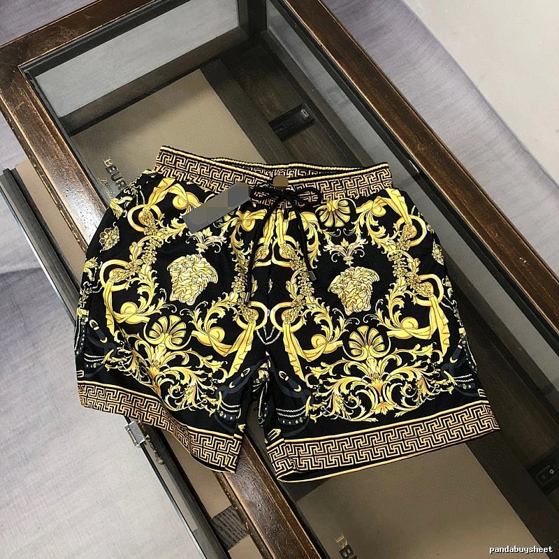 Versace Medusa Baroque Style Black and Gold Shorts