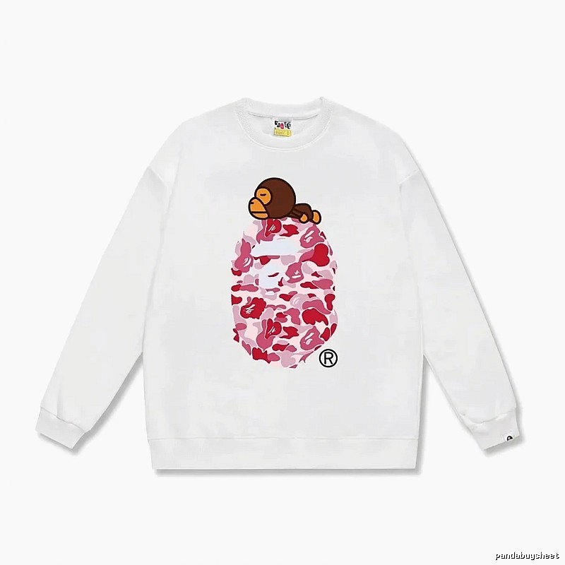 White hoodie in the style of Bape ape man camouflage