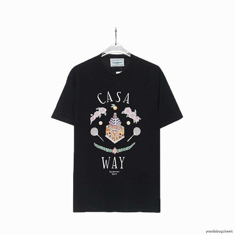 Casablanca Print Retro Style Black T-shirt