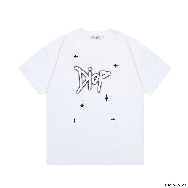 Dior Starburst Graffiti Street Style White Short-sleeve T-shirt