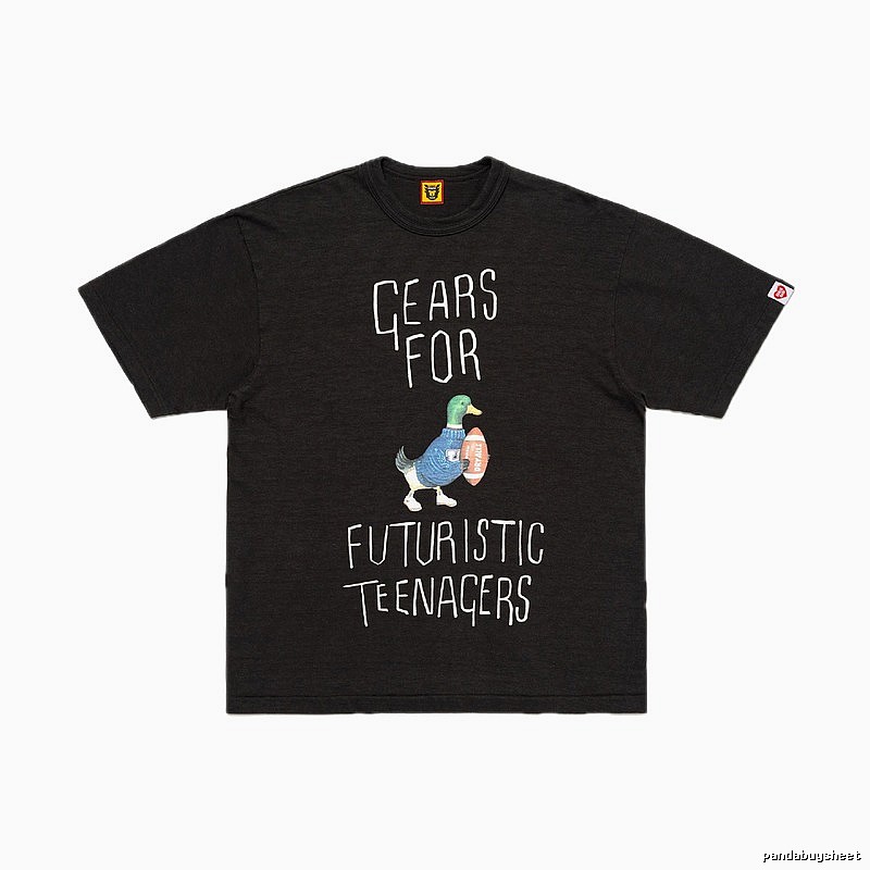 HUMAN MADE Green Duck Print Vintage Style Black T-Shirt