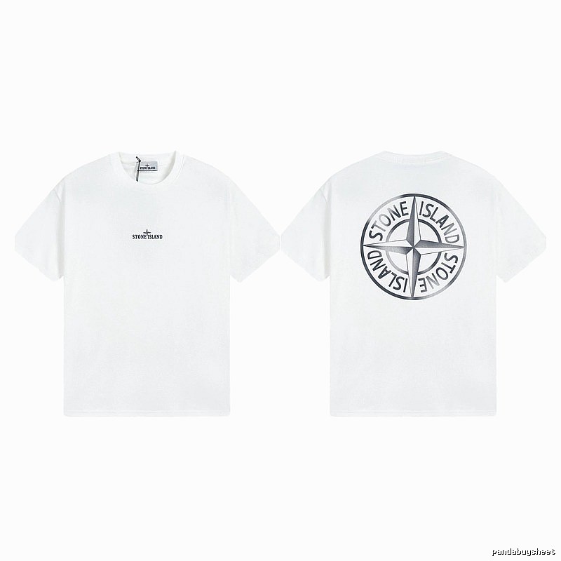 Stone Island Large Compass Print Street Style White T-Shirt