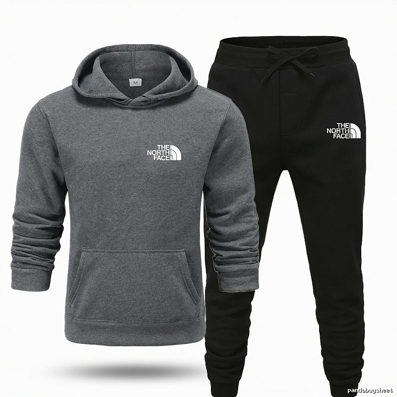 The North Face Simple Gray and Black Sportswear Set